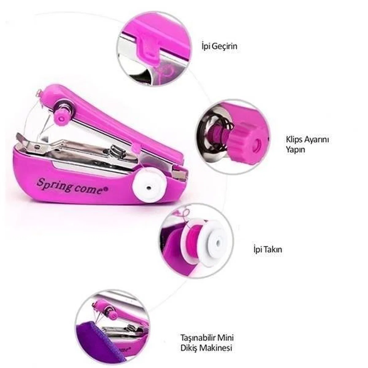 Spring Come Mini Kolay Seyehat Ve Ev Tipi El Dikiş Dikme Makinası görsel 7