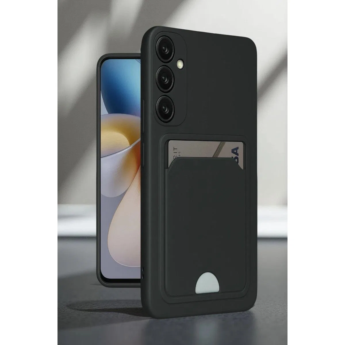 Samsung Galaxy A16 5g Kılıf Kelvin Kartvizitli Silikon - Siyah görsel 2
