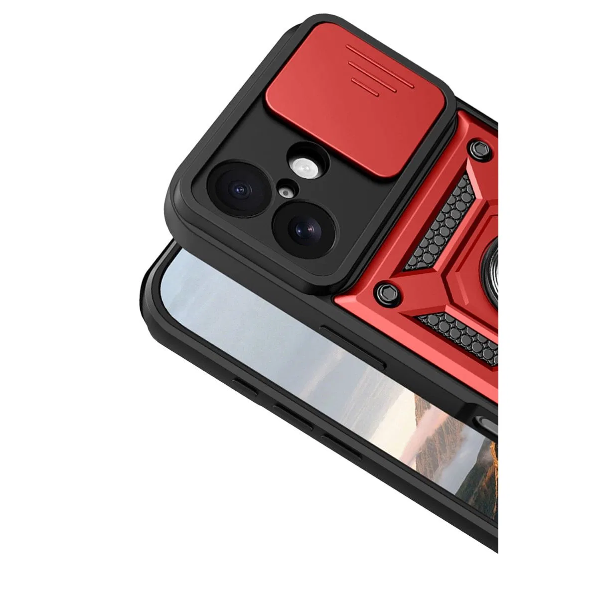 Apple İphone 17 Pars Lens Yüzüklü Silikon - Kırmızı görsel 3