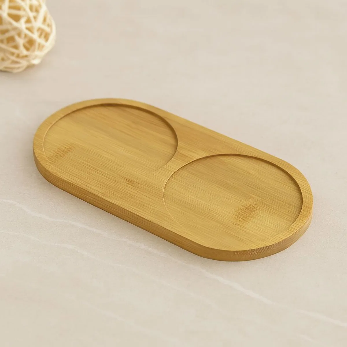 Bambu 2 Bölmeli Oval Yağdanlık Altlığı 12x24x0. 8 cm