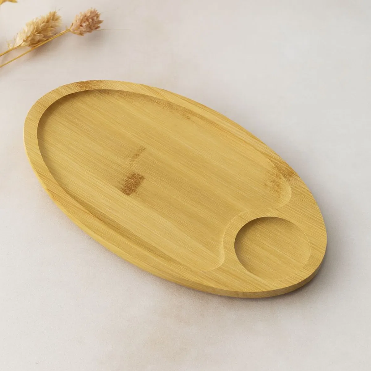 Bambu Oval 2 Bölmeli Mini Servis Tepsisi 25x14x1. 4 cm