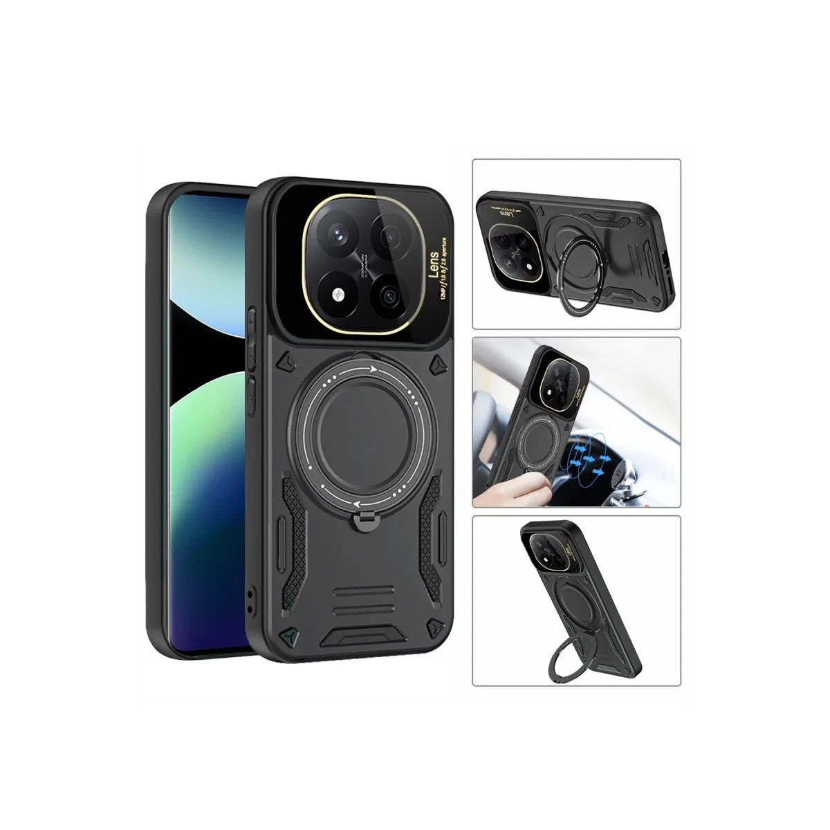 Xiaomi Redmi Note 14 Pro Plus Kılıf Joy Lens Standlı Kapak - Mor görsel 2