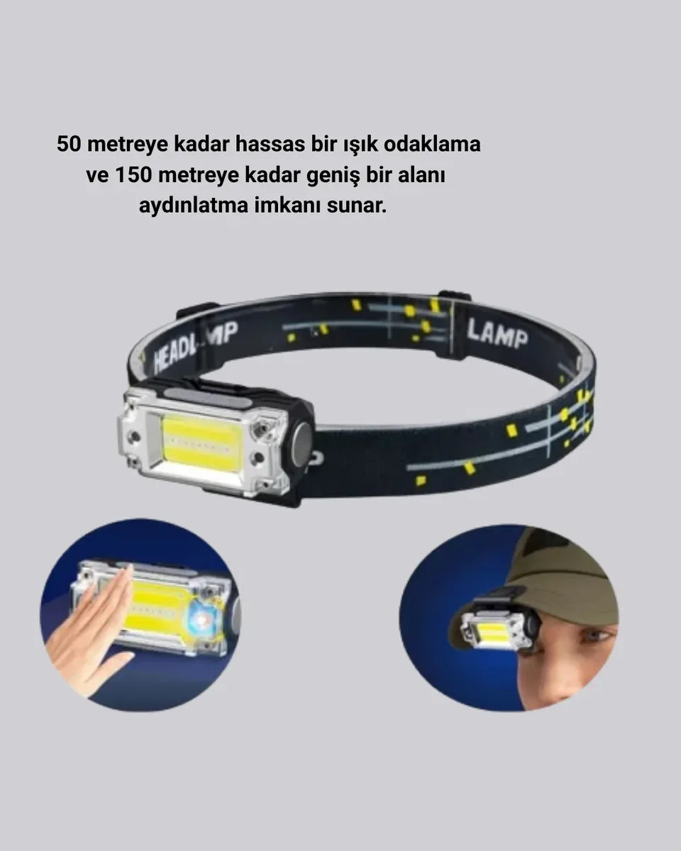 Şarj Edilebilir LED KAFA Feneri 215 Lümen XPE COB Güçlü Aydınlatma görsel 2