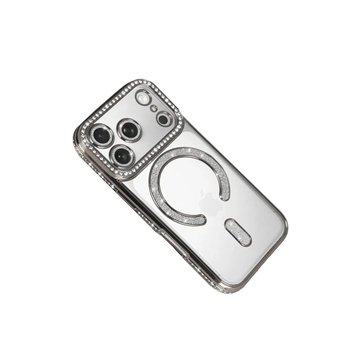 Apple İphone 17 Pro Joke Simli Magneticsafe Kılıf - Gümüş görsel 3