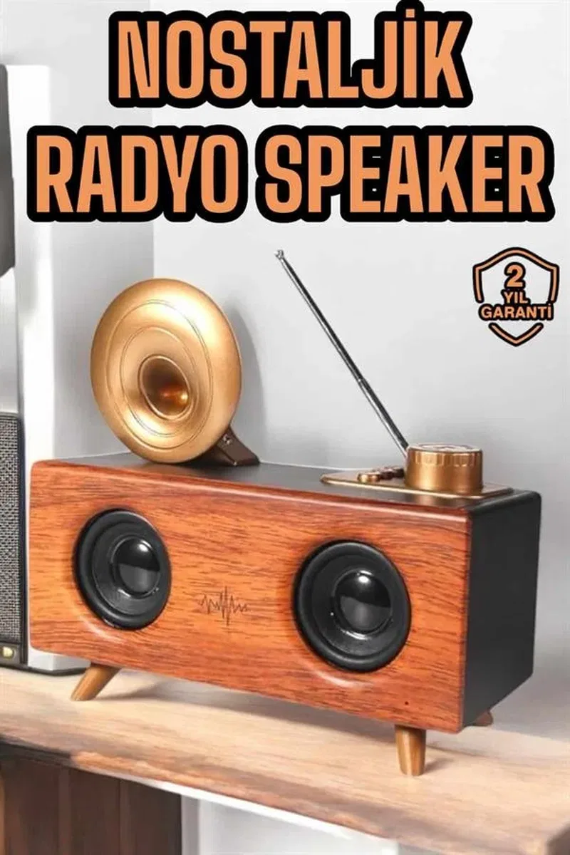Çalar Radyo Müzik Kutusu Nostaljik Hoparlör Speaker görsel 2