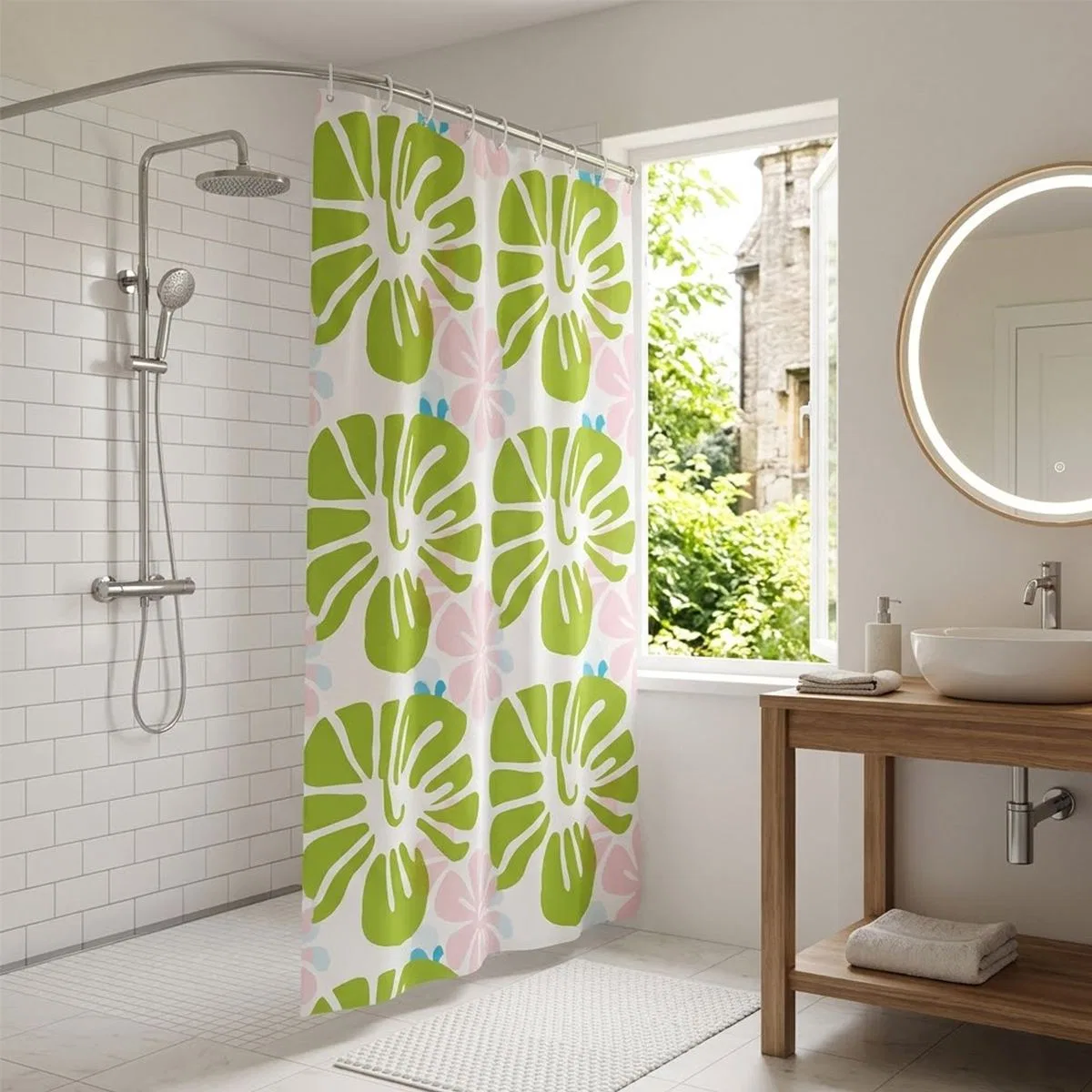 PVC Banyo Duş Perdesi 90x180 cm - 2'li, 12 Halka görsel 4