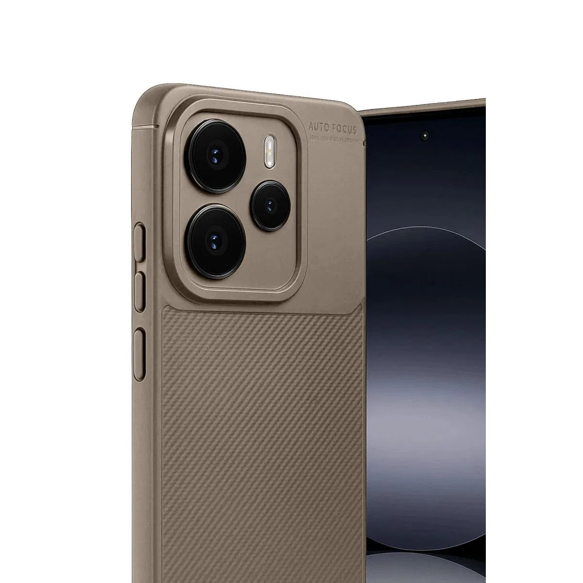 Xiaomi Note 14 5g Auto Focus Karbon Kapak - Kahverengi görsel 3