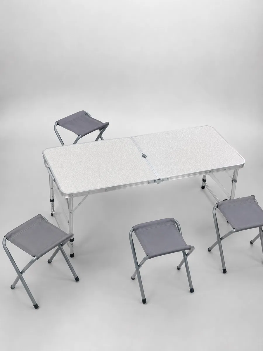 Valiz Tipi Katlanabilir Piknik Masası 4 Tabureli Taşınabilir Kamp Masası görsel 5
