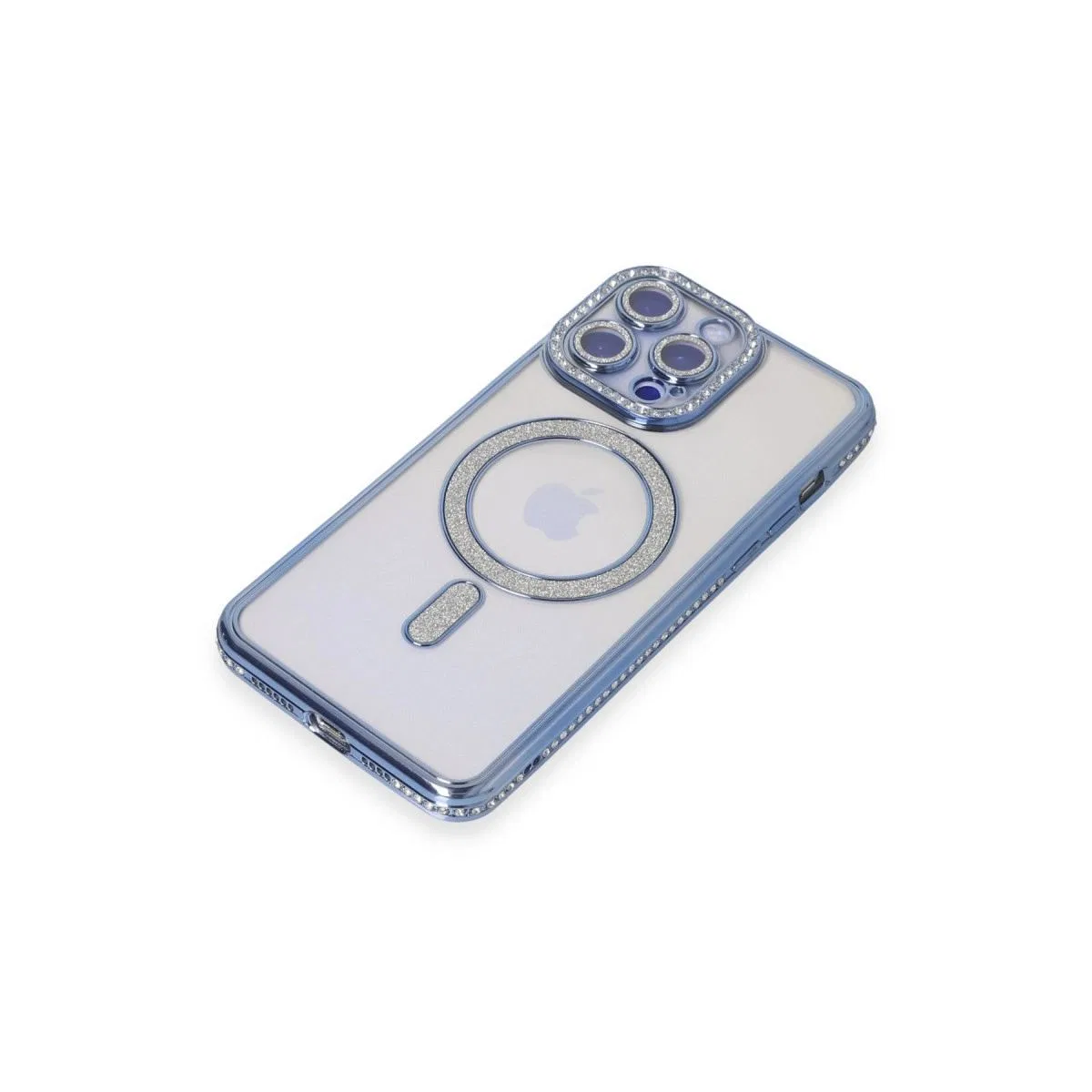 Apple İphone 15 Pro Kılıf Joke Simli Magneticsafe Kılıf - Mavi görsel 3