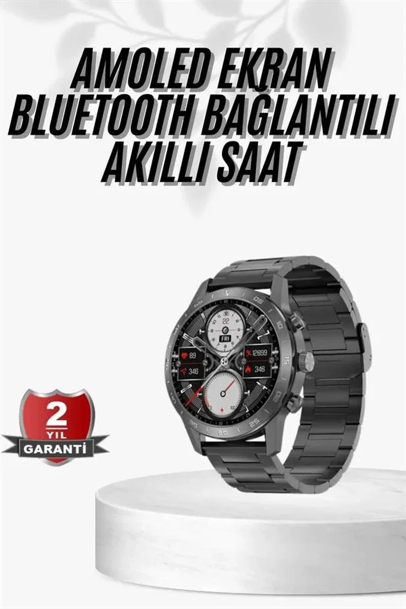 Erkeklere Özel Akıllı Saat Çelik Kordon Bluetooth Bağlantılı İOS ve Android Uyumlu görsel 2