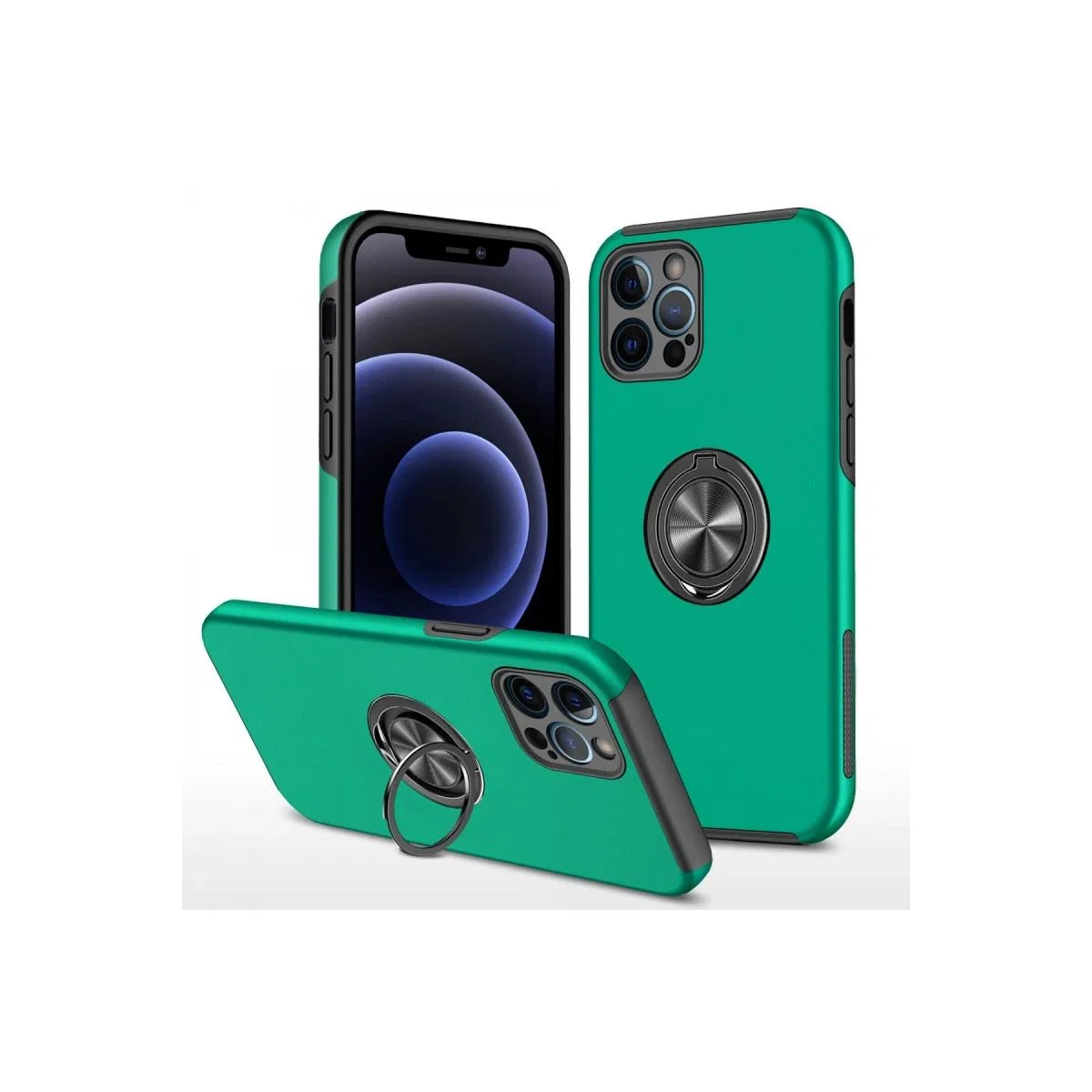Apple İphone 12 Pro Kılıf Elit Yüzüklü Kapak - Yeşil