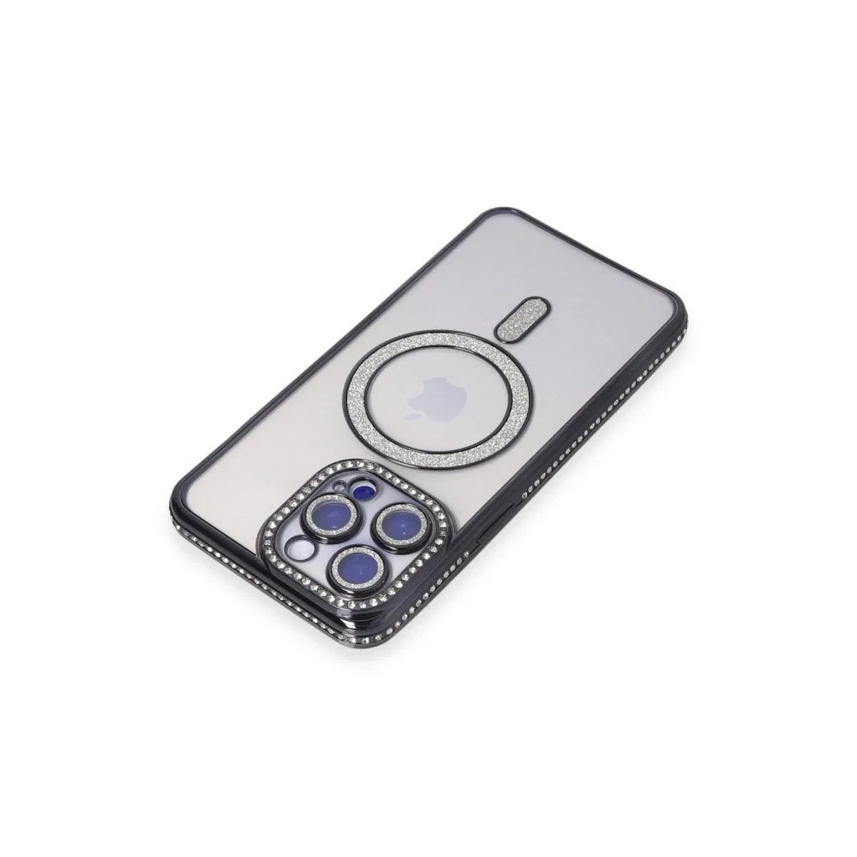 Apple İphone 15 Pro Kılıf Joke Simli Magneticsafe Kılıf - Siyah görsel 2