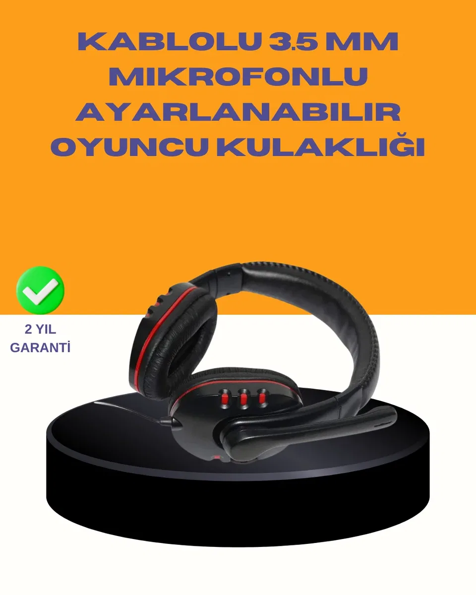 Kırmızı Stereo Kulaklık Yüksek Ses Performansı Dayanıklı Kablo ve Mikrofonlu Tasarım