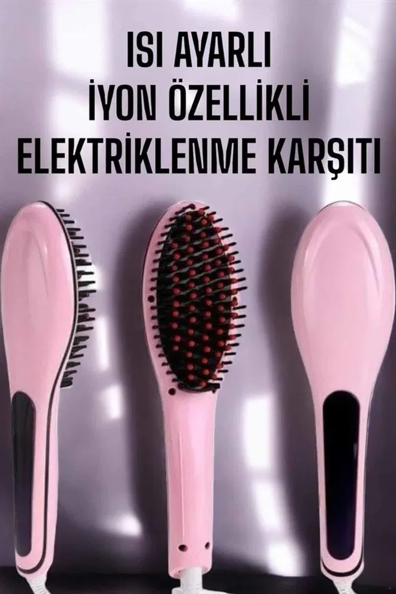 Saç Düzleştirici Tarak Isı Ayarlı Yıpranma Önleyici Düzleştirici Fön Tarak görsel 2