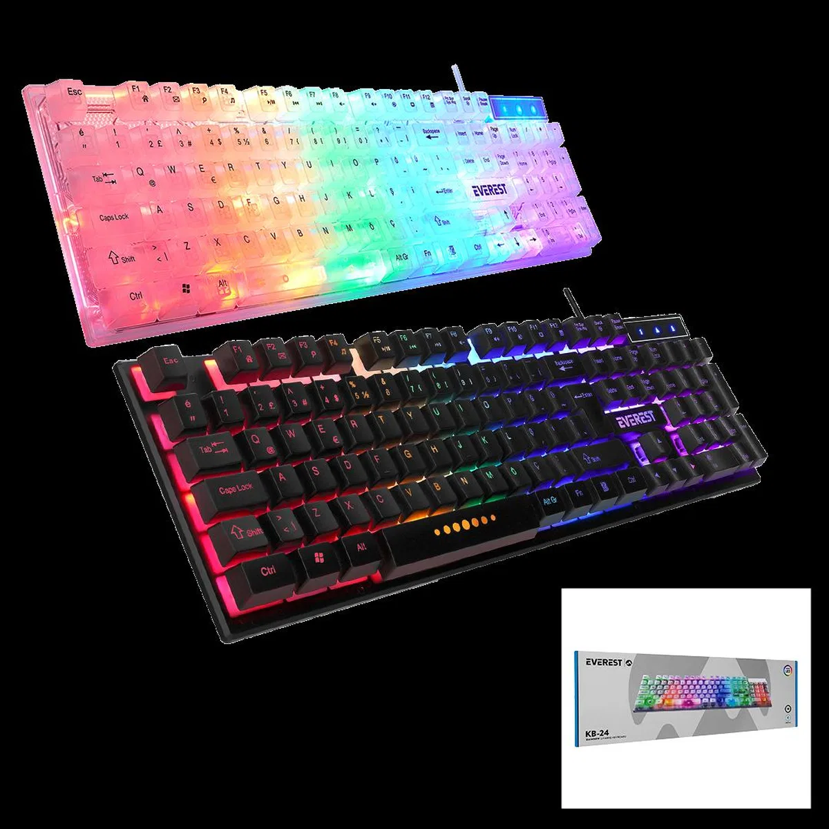 Oyuncu Klavye USB Kablolu Gökkuşağı Işıklı (155 cm) görsel 2