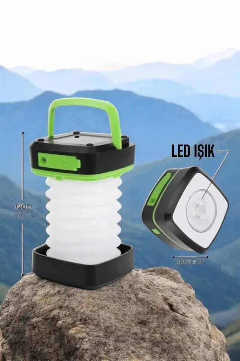 Led Lamba Kamp Lambası Hafif Taşınabilir Şarj Süreli Akordeon El Fenerli görsel 4