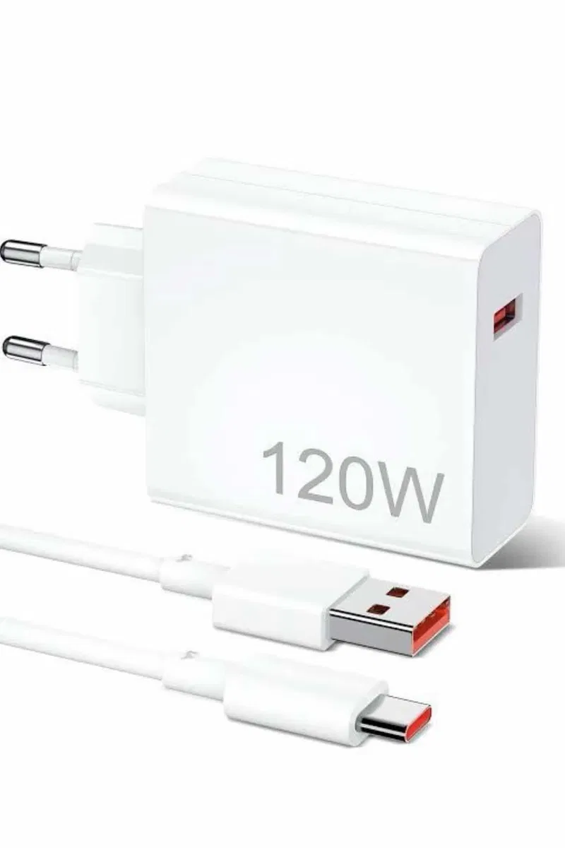 120W Şarj Aleti Hızlı Çift Turbo Şarj Aleti Seti Beyaz görsel 2