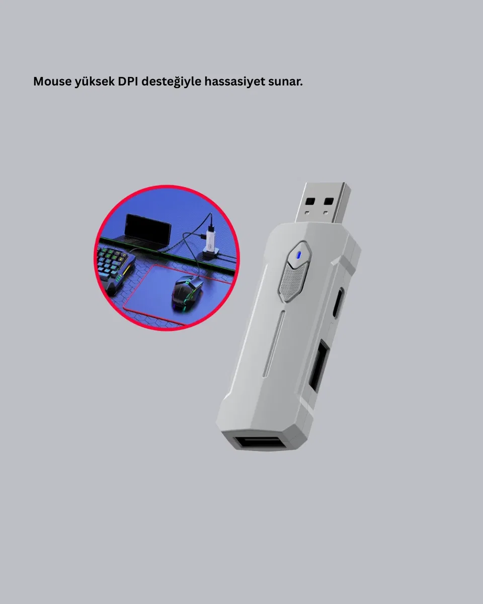 Mobil Gaming Set Klavye + Mouse + Dönüştürücü 5’li Paket Yüksek DPI Bluetooth görsel 4
