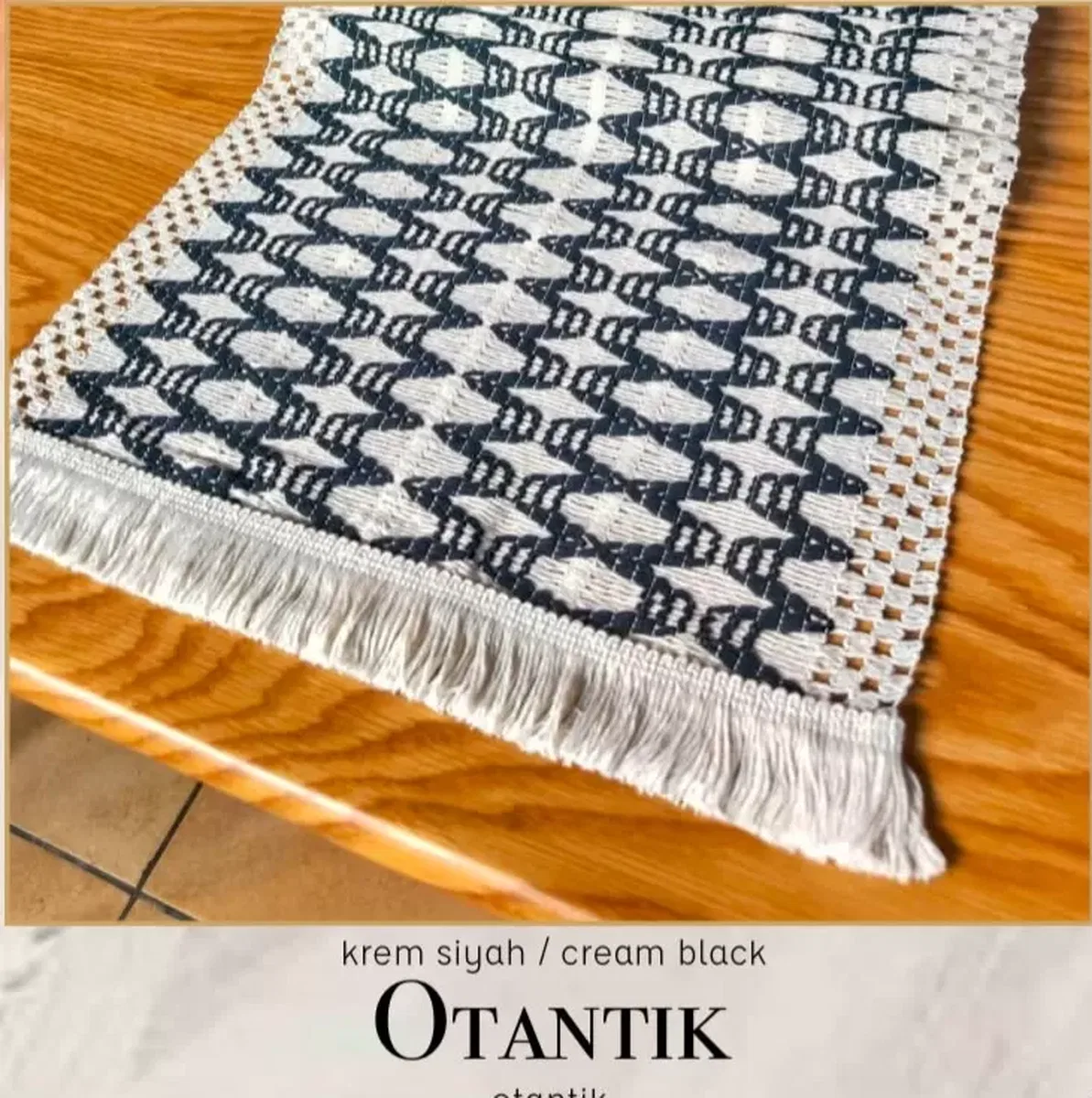 Otantik Kreme Siyah Fransız Dantel Detaylı Sehpa Örtüsü 40x140 cm Modern Tasarım görsel 7
