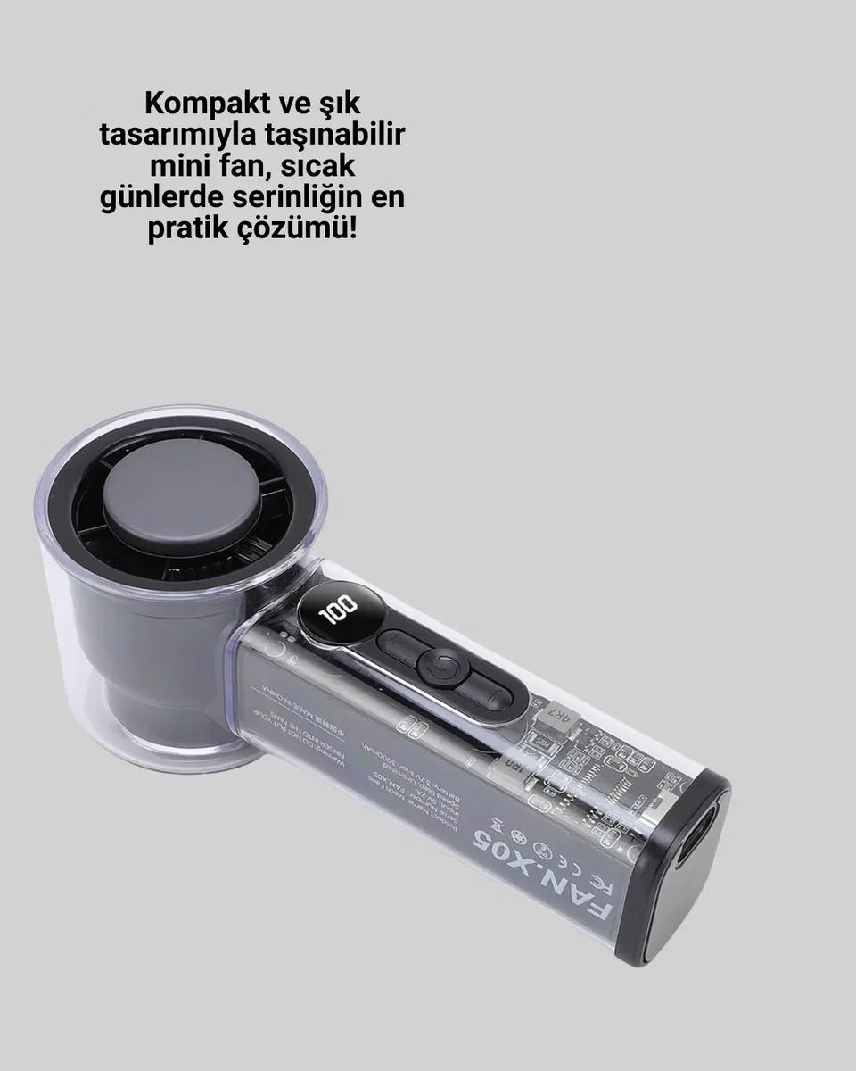 Kompakt Dijital Ekranlı Fan | 100 Seviye Hız + Sessiz Çalışma görsel 5
