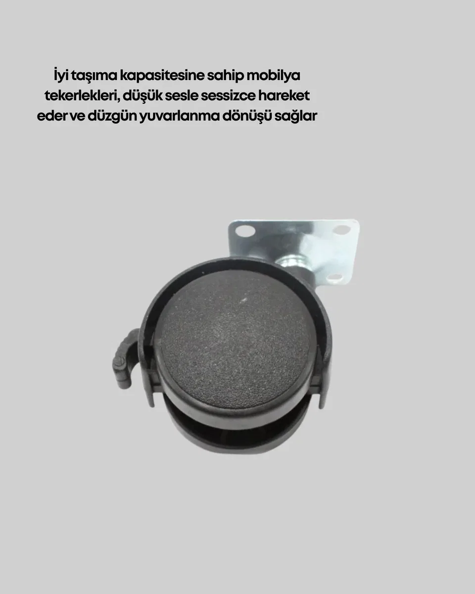Dolap ve Raflar İçin 4 cm Kilitli Tekerlek Tekli görsel 4