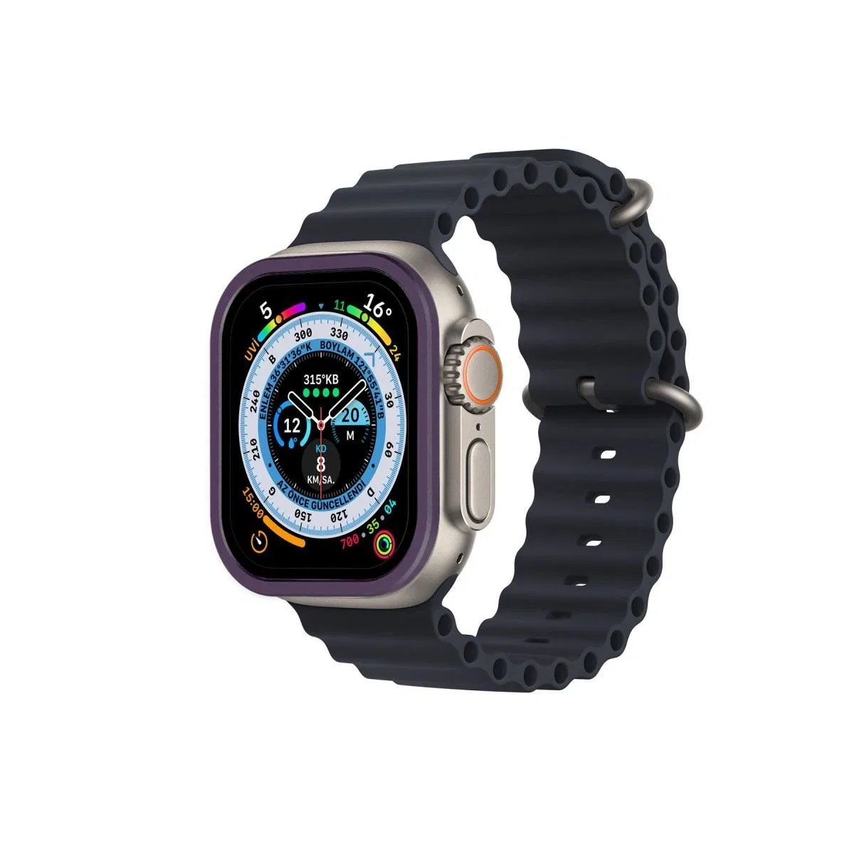 Apple Watch Ultra 49mm Alüminyum Kasa Cam Ekran Koruyucu - Mor görsel 2