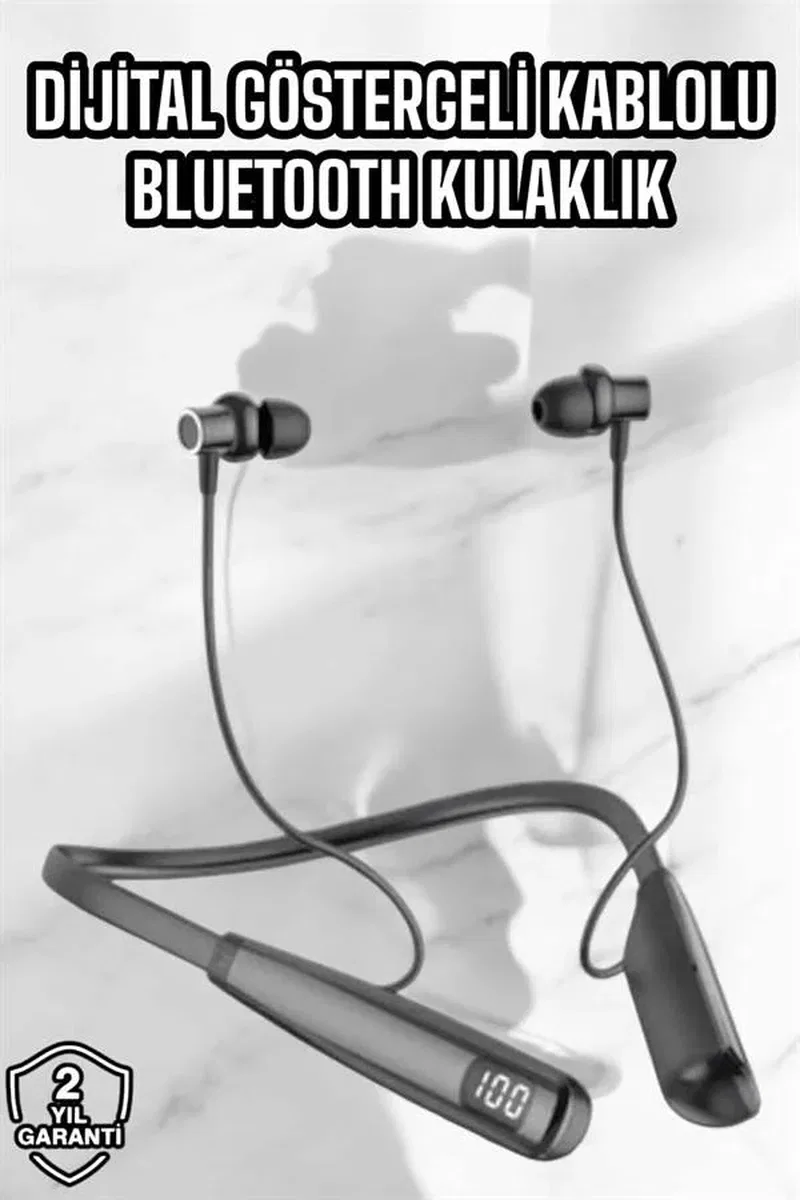 Dijital Göstergeli Kulak İçi Kablosuz Bluetooth Kulaklık Boyun Bantlı Yeni Nesil görsel 2