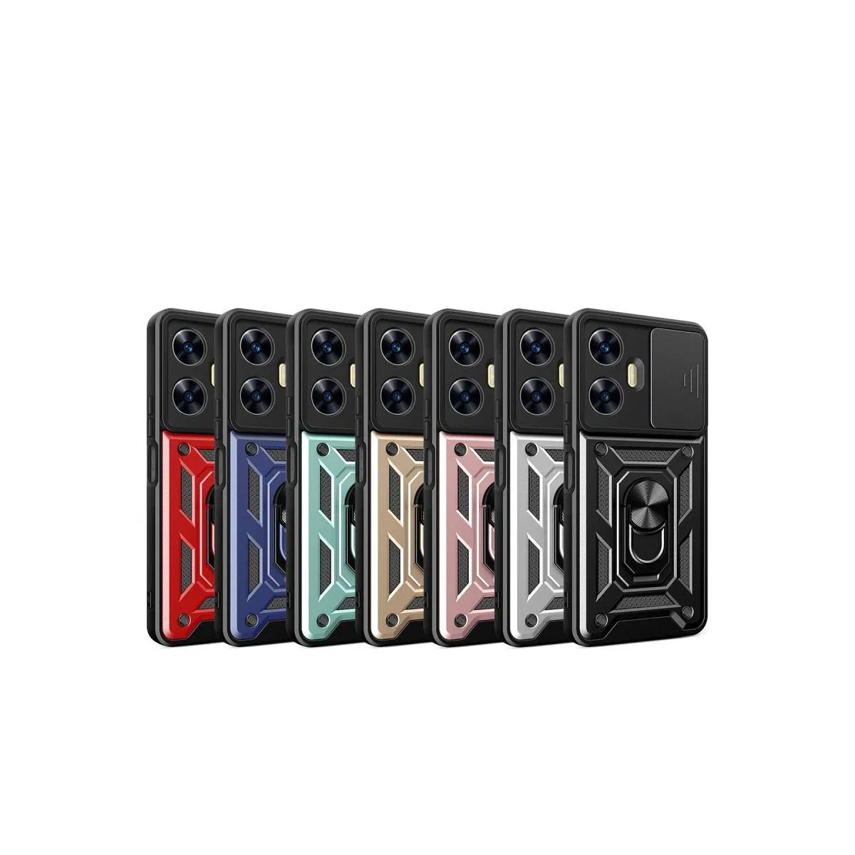 Newface Realme C55 Kılıf Pars Lens Yüzüklü Silikon - Siyah görsel 2