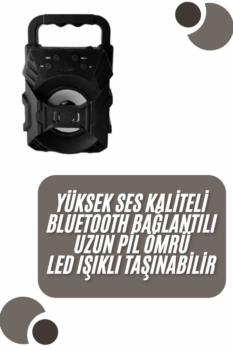 Kablosuz Bluetooth Hoparlör Ses Bombası RGB Işıklı Taşınabilir Yüksek Ses Kaliteli görsel 2