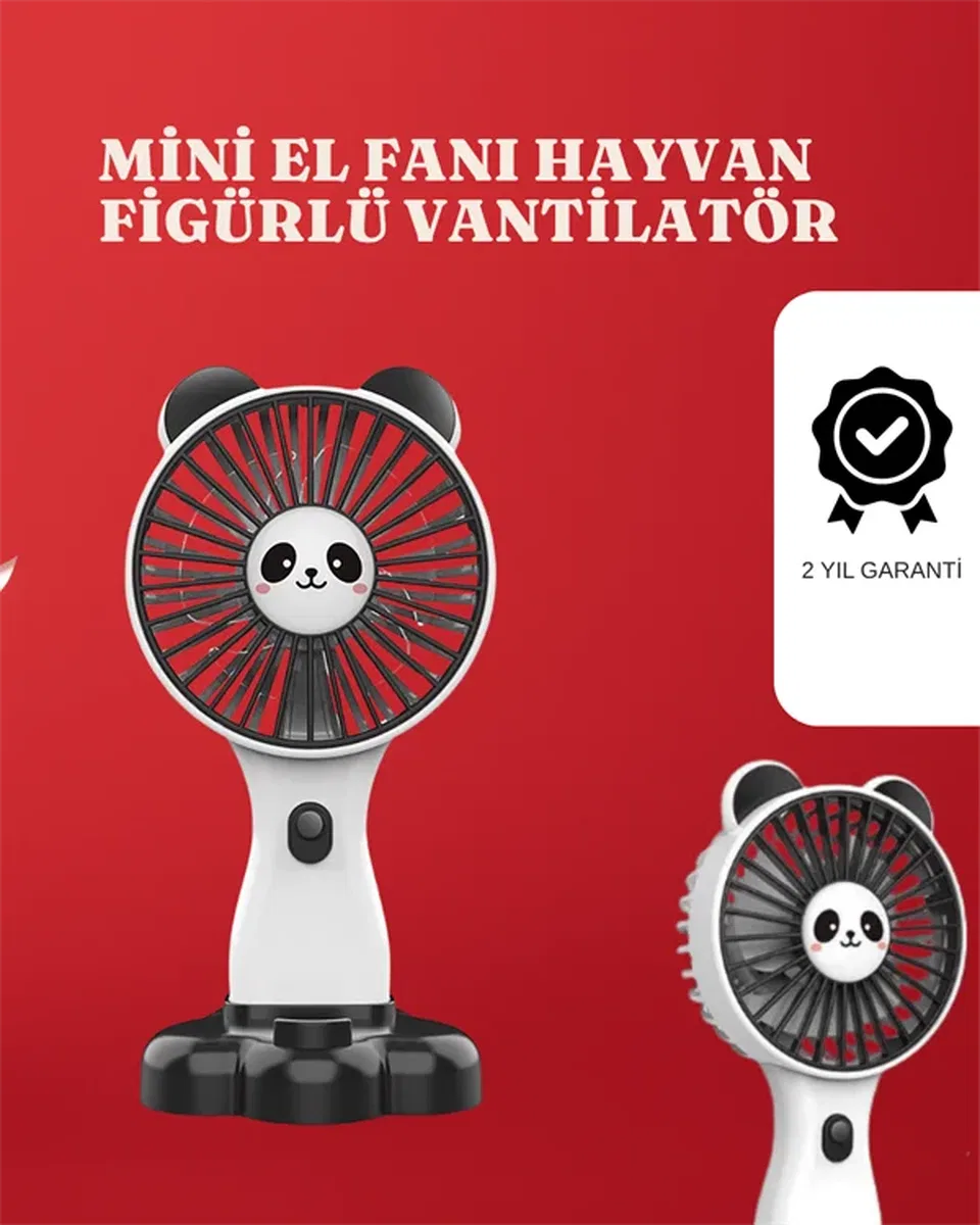 Mini Fan Hayvan Figürlü – Şarj Edilebilir Taşınabilir El Vantilatörü görsel 2