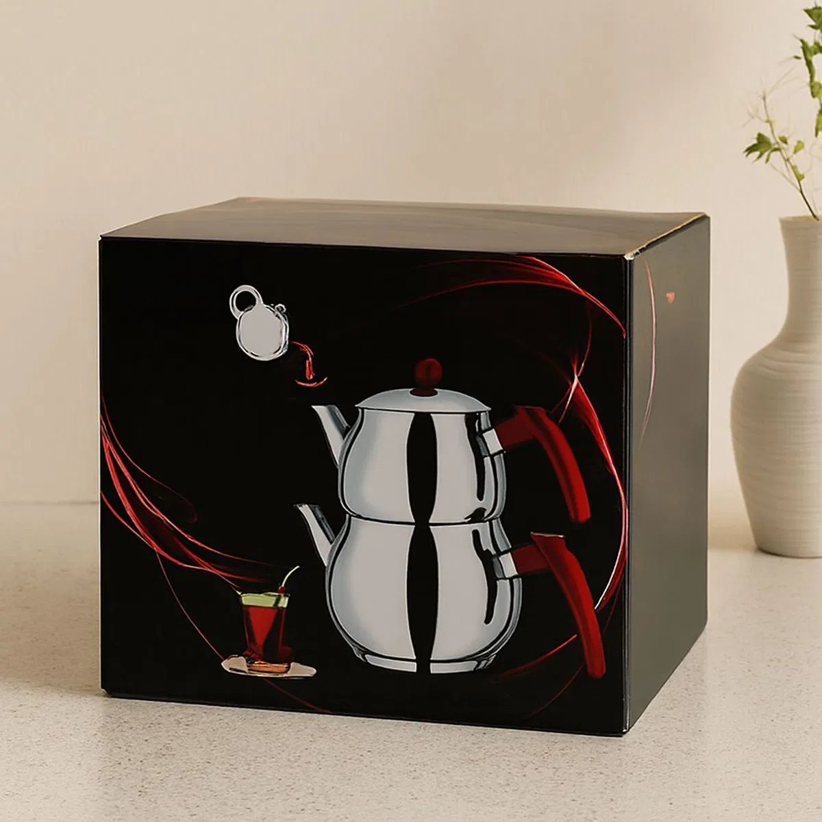 Paslanmaz Çelik Çaydanlık Seti (1L + 2L) Küre Model