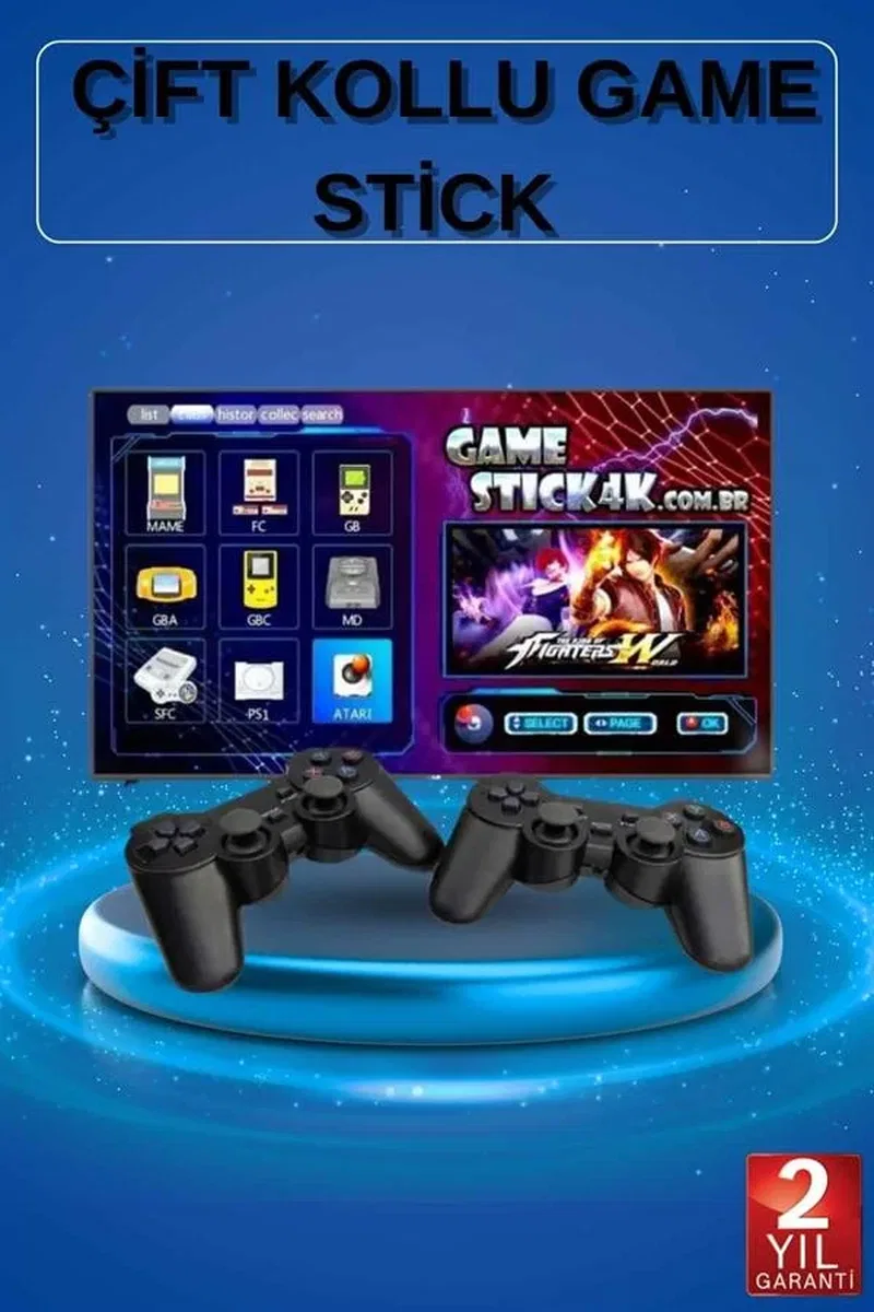 2 Kollu Kablosuz 2. 4G Retro Oyunlar 4k Game Stick 3500 Oyun Atari görsel 4