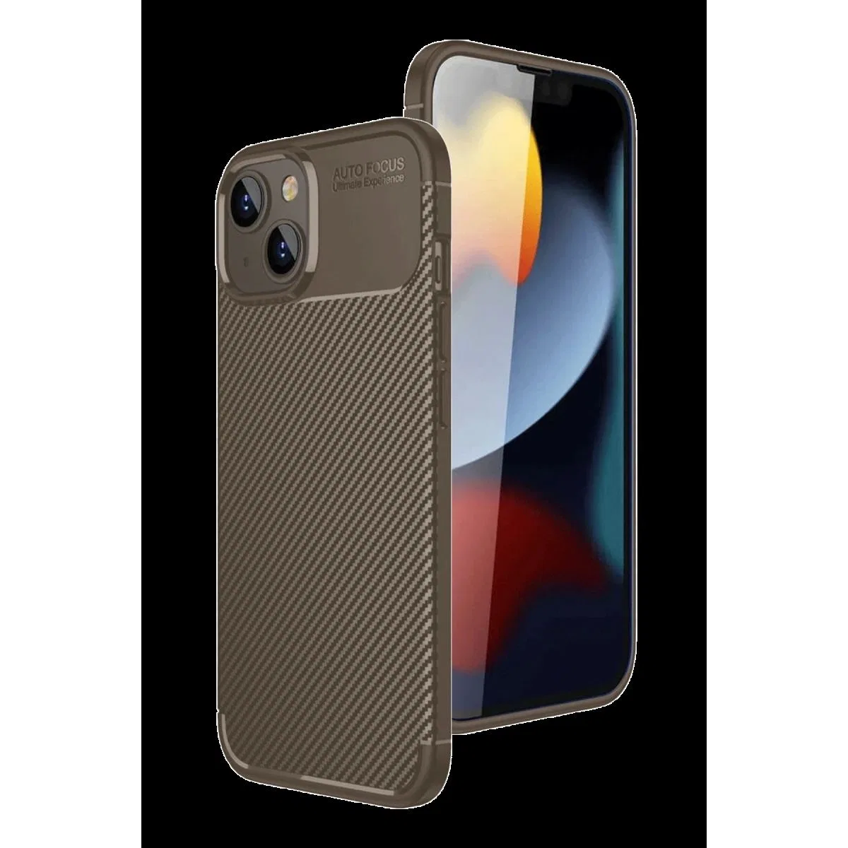 Apple İphone 15 Kılıf Auto Focus Karbon Kapak - Kahverengi