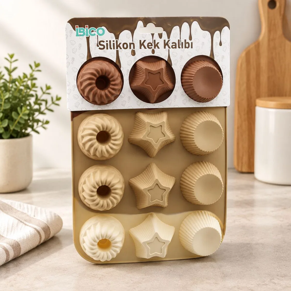 Silikon Muffin Kek Kalıbı Desenli