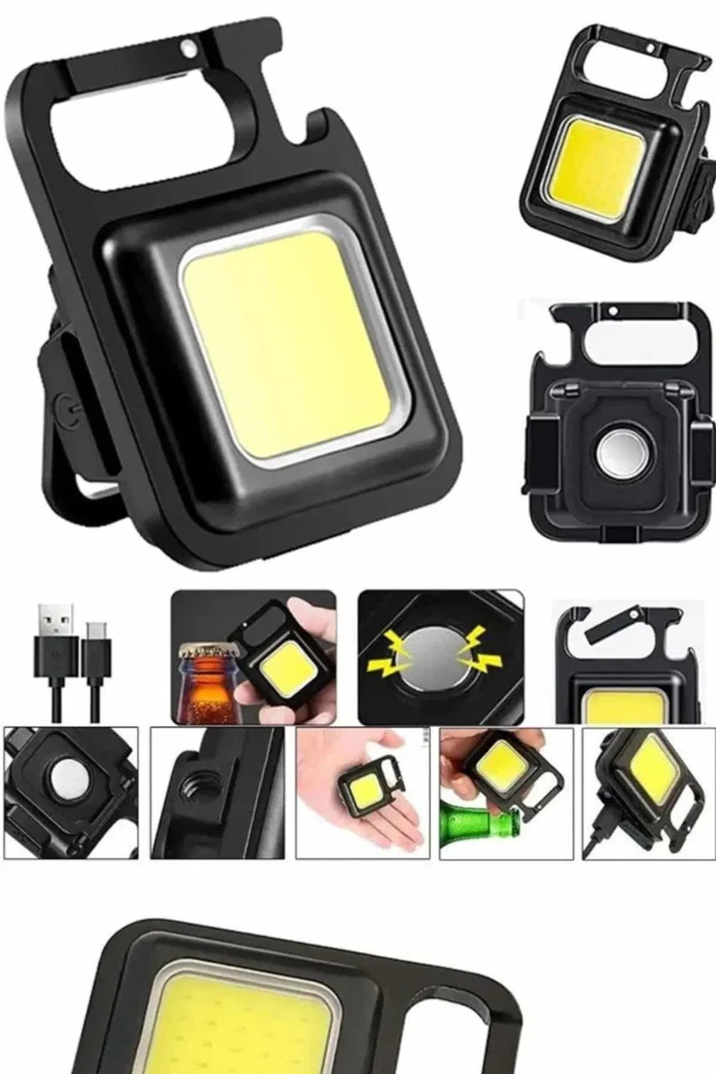 Işıldak USB Şarjlı Cep El Feneri Taşınabilir Mini Led Işık Çok Fonksiyonlu görsel 2