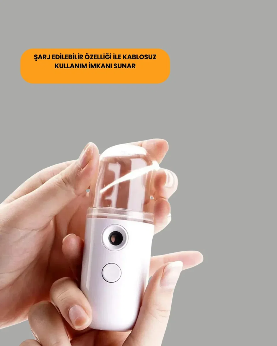 Kablosuz Şarjlı Mini Buhar Nemlendirici – Cilt ve Ortam İçin Taşınabilir Akıllı Cihaz görsel 4