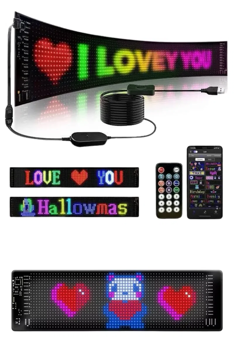 Matrix Led 16x192 Cama Yapışan Telefon Kontrollü Panel Dijital Ekran Kumandalı görsel 4