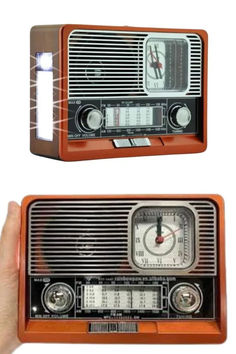 Nostaljik Vintage Radyo Taşınabilir Bluetooth Bağlantılı Hoparlör Radyo görsel 2