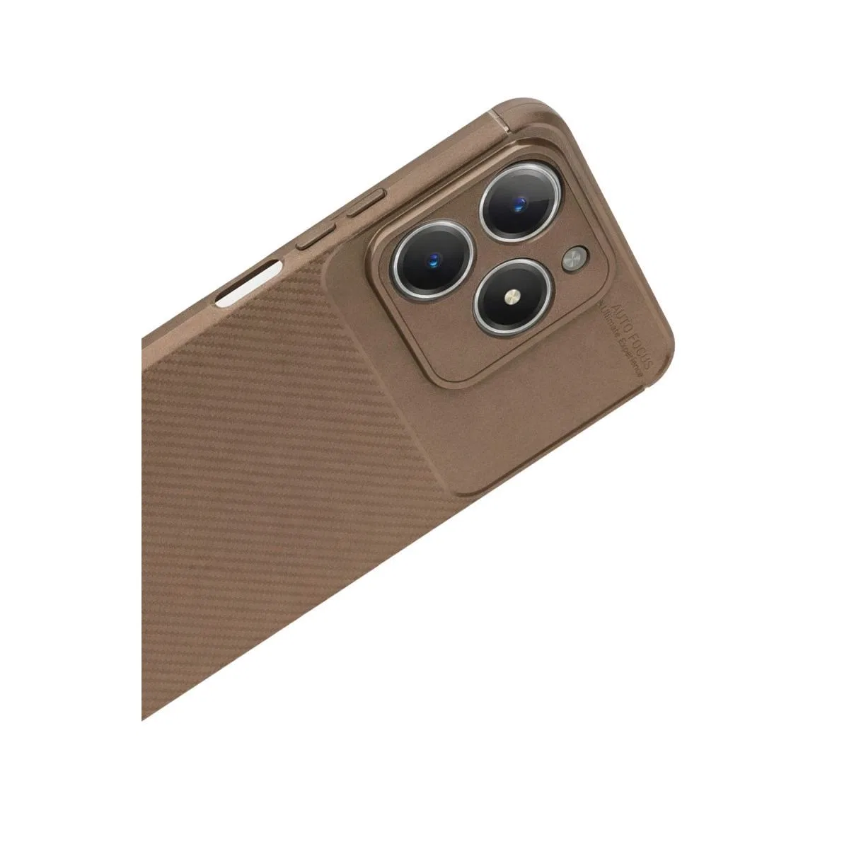 Realme C61 Kılıf Auto Focus Karbon Kapak - Kahverengi görsel 3