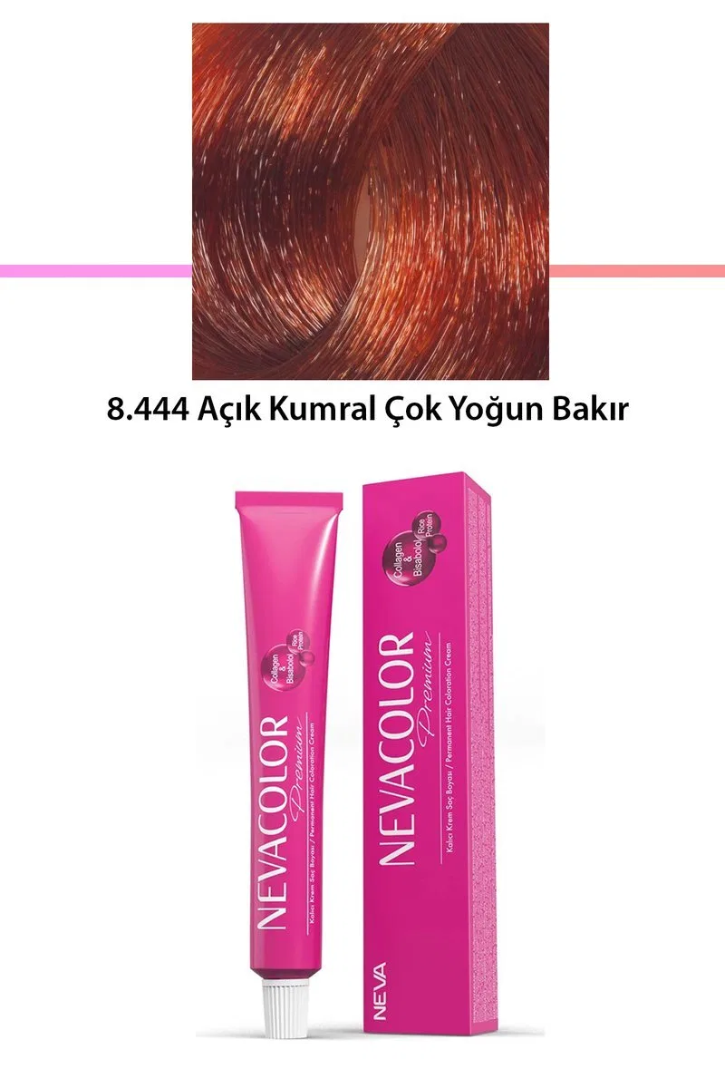 Premium 8. 444 Açık Kumral Çok Yoğun Bakır - Kalıcı Krem Saç Boyası 50 g Tüp