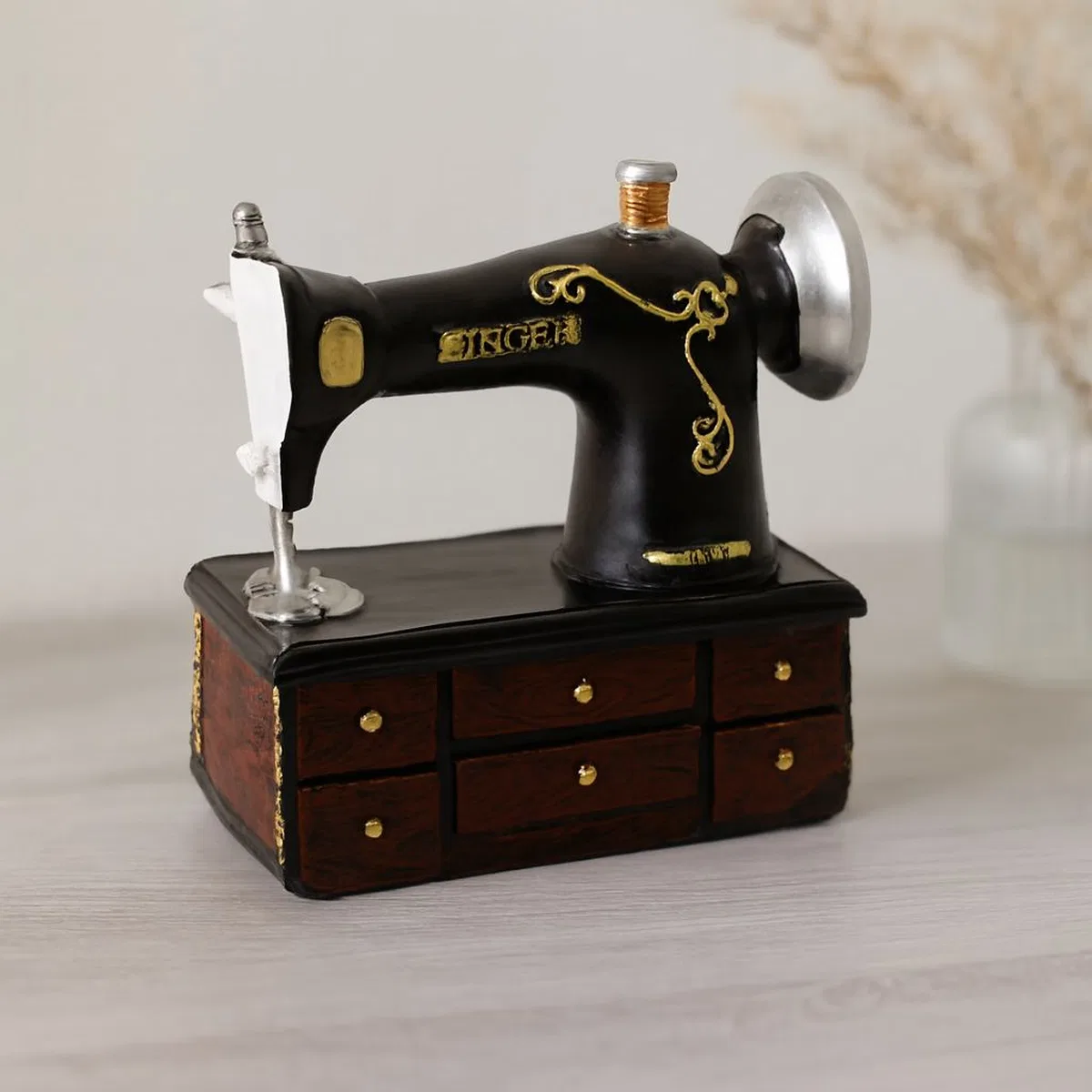 Vintage dikiş makinesi biblo - reçine 20x15x8. 5 cm