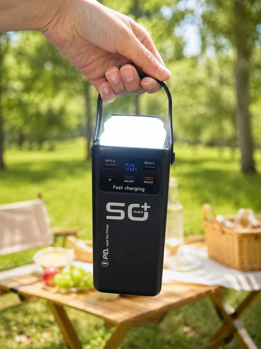 50. 000 Mah Taşınabilir Powerbank 22, 5 W Hızlı Şarj 4 Dahili Şarj Kablosu Dijital Ekran Led Aydınlatma Ve Taşıma Sapı görsel 5