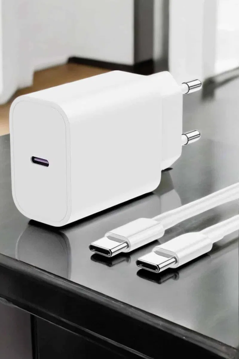 İOS Uyumlu Type-C Girişli Hızlı Şarj 15/15 Pro Max Adaptör ve Kablosu görsel 5