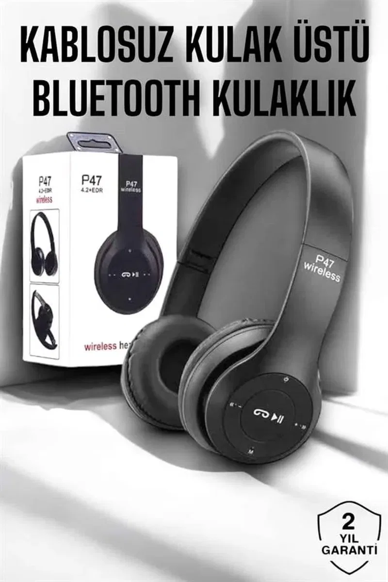 Kulak Üstü TF Kart ve AUX Destekli Ergonomik Bluetooth Kulaklık görsel 2