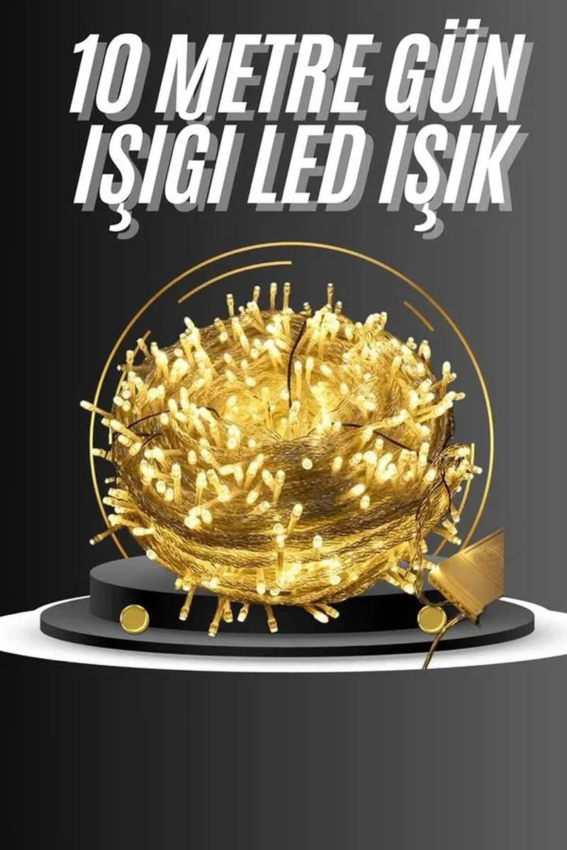 10 Metre Günışığı Led Işık Fişli Dekoratif Sarı Ton Aydınlatma 3 Modlu Led Şerit görsel 2