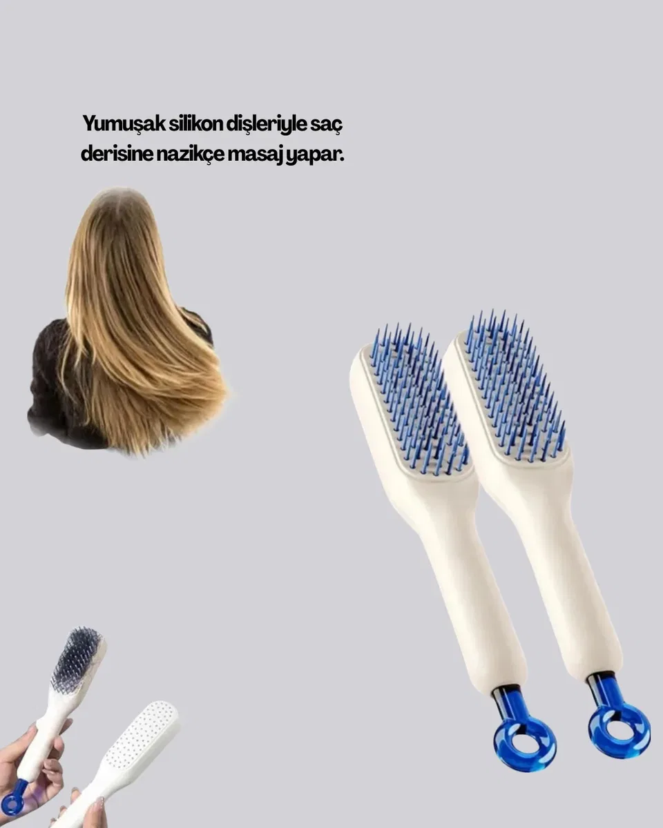 Pratik Mekanizmalı Saç Tarağı – Kendi Kendini Temizler, Taşınabilir görsel 3