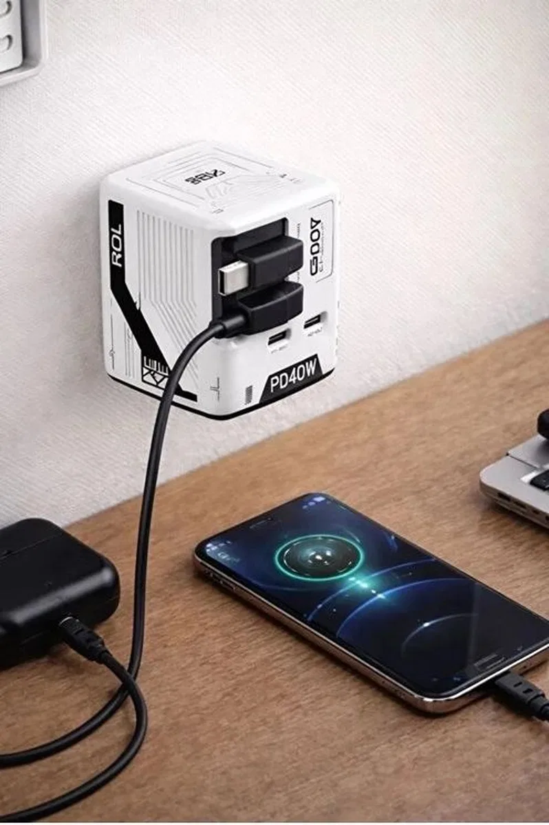 Gan+ Pd 40w Hızlı Şarj Adaptörü Çoklu Çıkış Usb-c Lightning Kablolu Hızlı Şarj Cihazı Ev Ofis Uyumlu Turuncu görsel 2