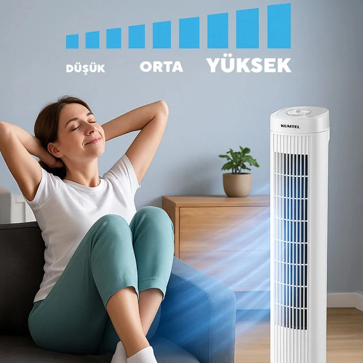 Kule Tipi Vantilatör 50W 3 Kademe Zamanlayıcı (Beyaz) görsel 5