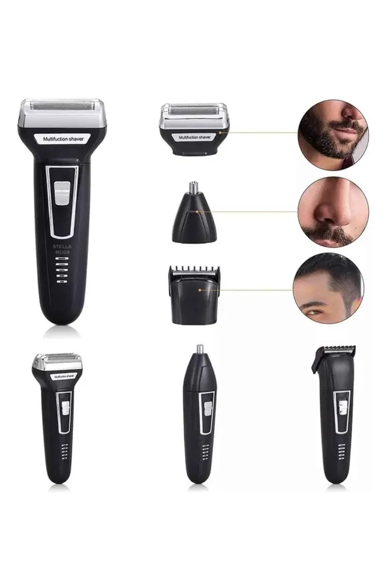 3'lü Set Saç Sakal Kesme Traş Makinesi Burun Kılı Alma Tıraş Makinesi görsel 2