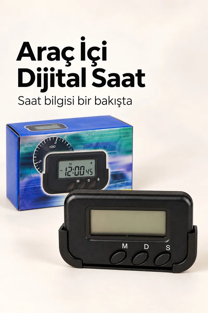 Alarmlı Dijital Araba Saati Takvim ve Kronometre Özellikli görsel 5